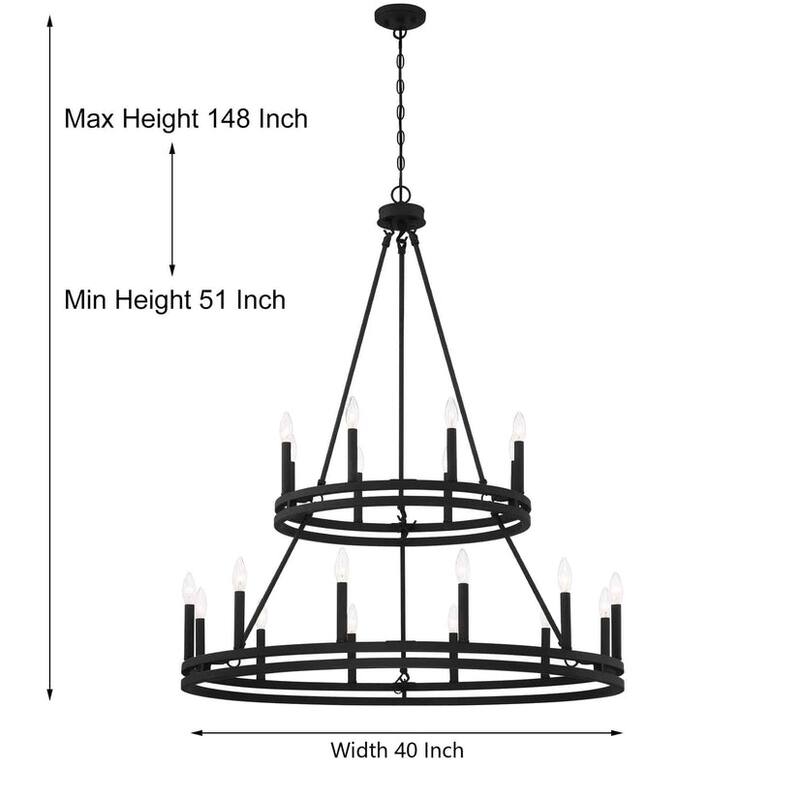 Acroma 20 Lights 40In Modern Farmhouse Wagon Wheel Chandelier-UL Certified - N/A