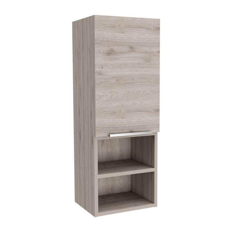 Hazelton Medicine Cabinet with Open and Interior Shelves, Light Gray Finish, 32.1" H x 11.8" W x 9.96" D