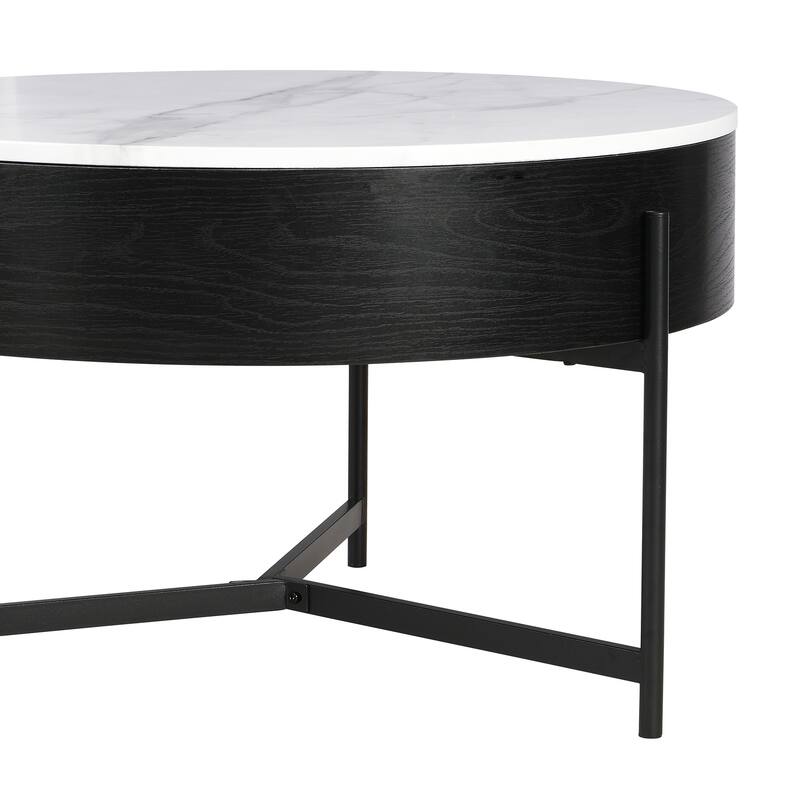 Modern Round Lift-Top Coffee Table with Hidden Storage & 3 Ottomans by Harper&Bright Designs