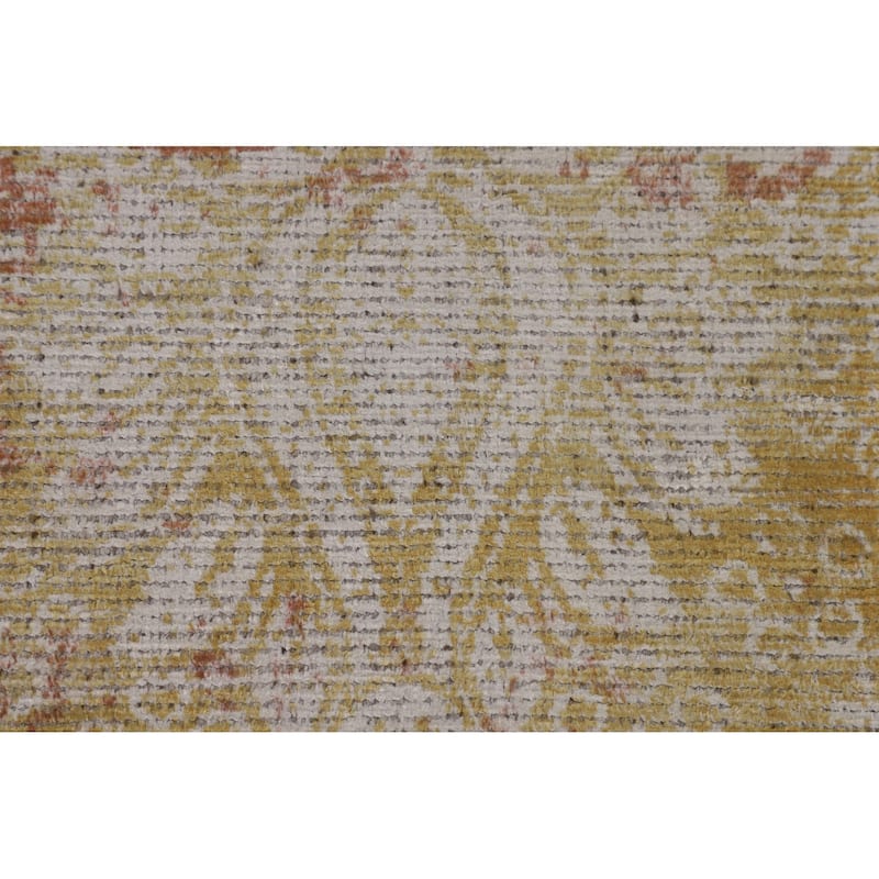 Orange Abstract Modern Area Rug Handmade Wool Carpet - 7'10"x 9'9"