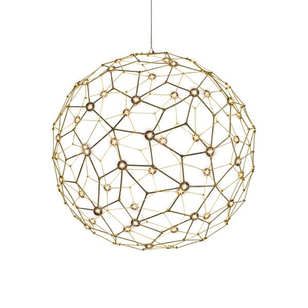 slide 2 of 2, Golden Lighting Spheris Integrated LED 24in Pendant in Natural Brass - Gold