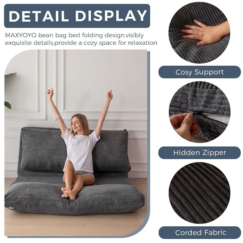 Corduroy Bean Bag Folding Sofa Bed