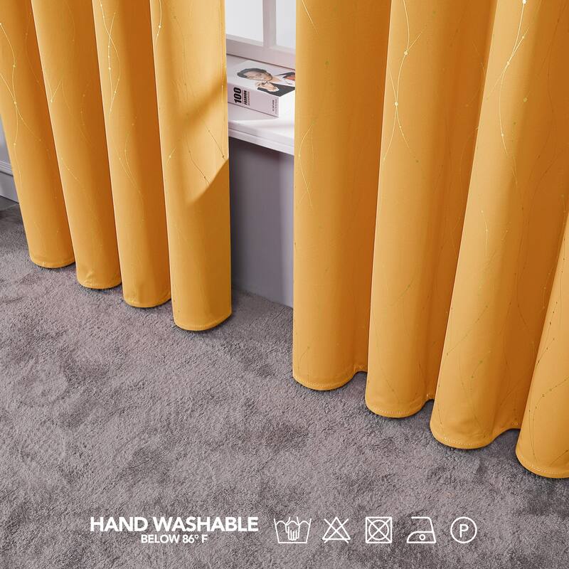 Deconovo Wave Line with Dots 52 Width Curtains Pair(2 Panel)