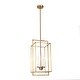 preview thumbnail 6 of 7, Dilley Mid-century Modern Gold 4-Light Geometric Lantern Chandelier for Dining Room