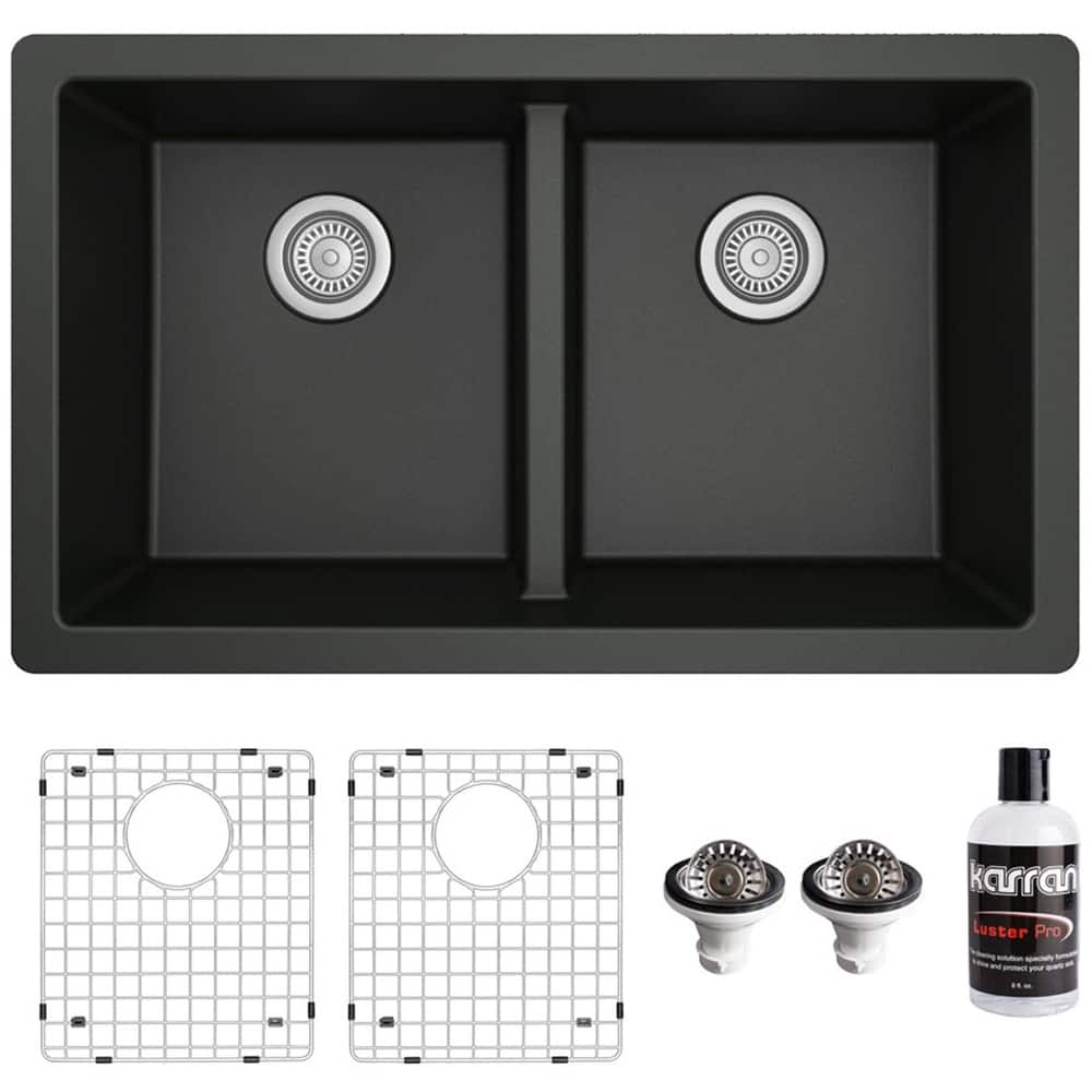 Karran USA QU-810-PK1 Quartz QU 32" Undermount Double Basin Quartz
