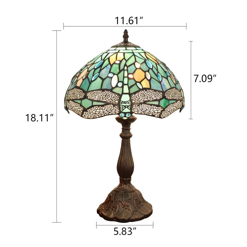 Tiffany-Style 1-Light Dragonfly Table Lamp 12" Shade