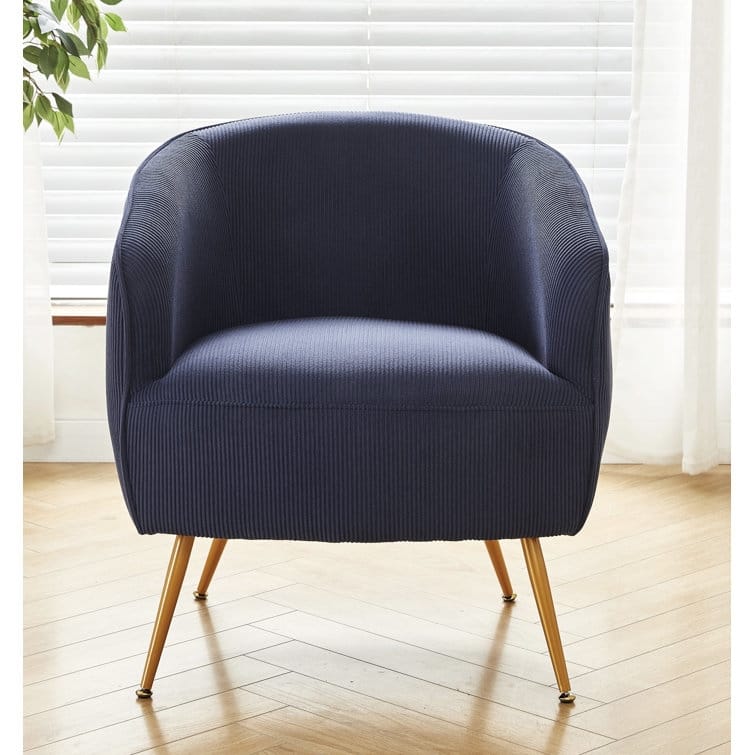 US Pride Furniture Smooth Corduroy Design Luxury Elegance Modern Channel Chair with Corduroy Material with Gold Metal Legs