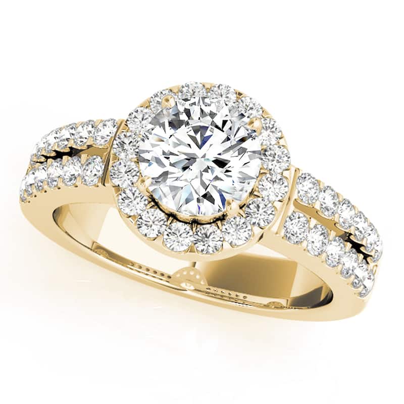Auriya 14k Yellow Gold Lab Grown Round Diamond Halo Engagement Ring 0.50 to 5.00 ct. tw. (F-G VS) - 1.75 ct. center - 8