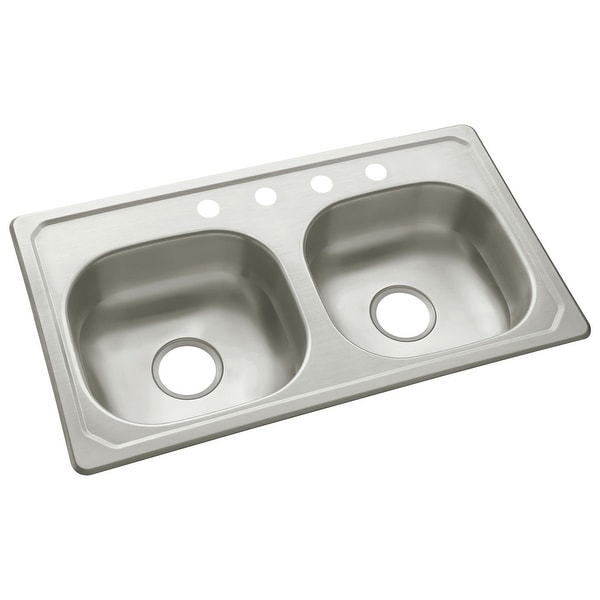 Sterling 14619-4 33" Double Basin Drop In Stainless Steel Kitchen Sink with SilentShield® - Stainless Steel