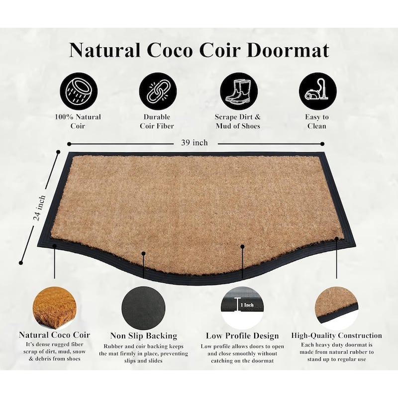 A1HC Rubber and Coir Door Mat Floral Border Dirt Trapper Heavy Weight Doormat