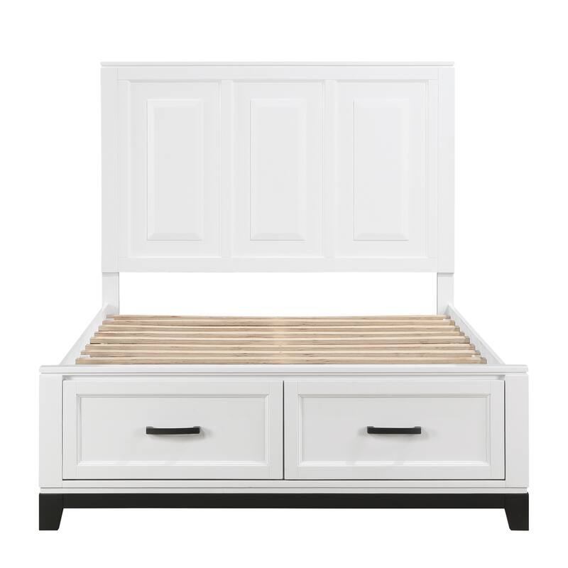 Full Size Wood Platform Bed with Storage Drawers, and No Box Spring Required