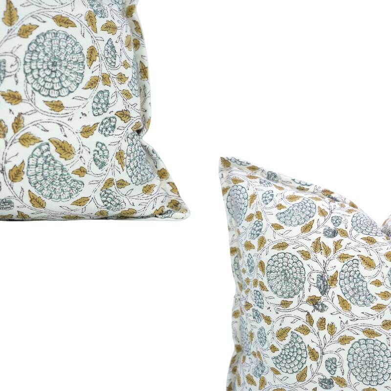 Fabdivine Handmade Block Print Cushion Cover Throw Home Décor Double Oxford Edges Pillow Case