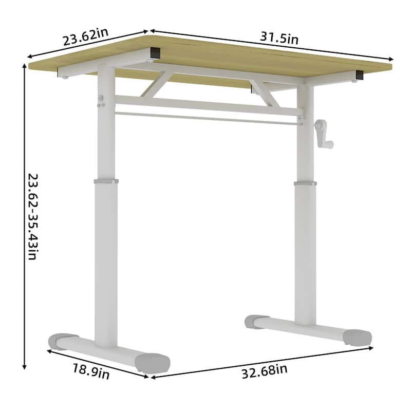Roomfitters 31.5" Adjustable Height Study Desk - Compact Multi-Purpose Desk for Kids & Adults, Manual Crank Standing Desk