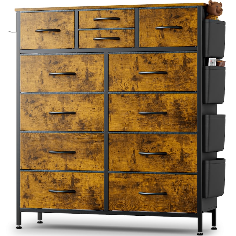 12 Drawer Dresser Fabric Tall Dressers for Bedroom Chest of Drawers