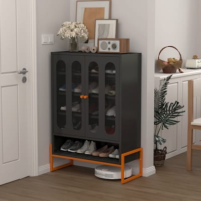 5.9" Modern Shoe Cabinet with Double-Sided Mesh Doors, Adjustable Partitions