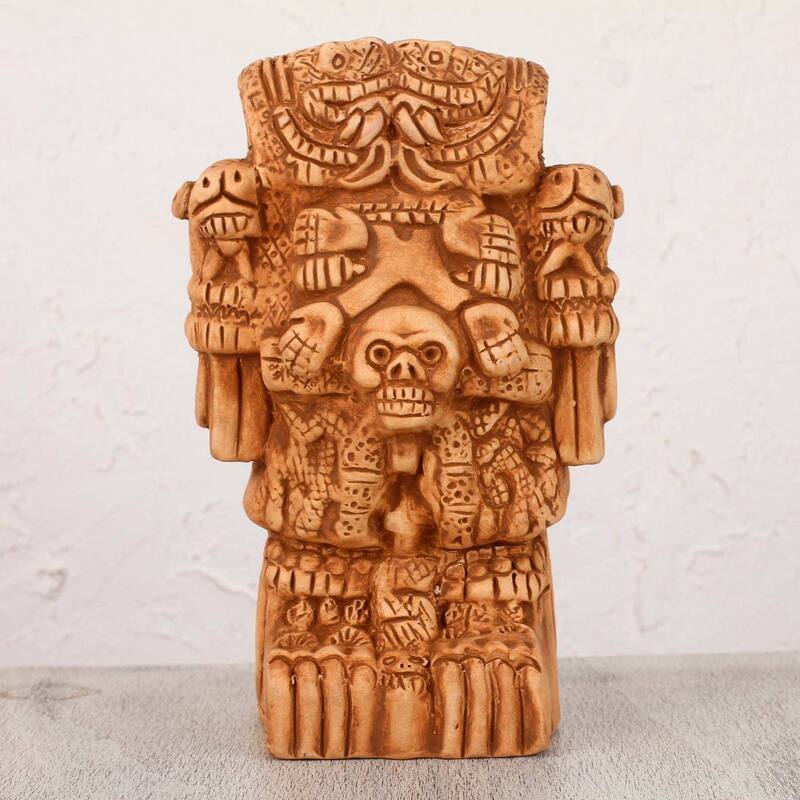 Handmade Goddess Cuatlicue (large) Ceramic figurine (Mexico) - 37 x 27 x 22