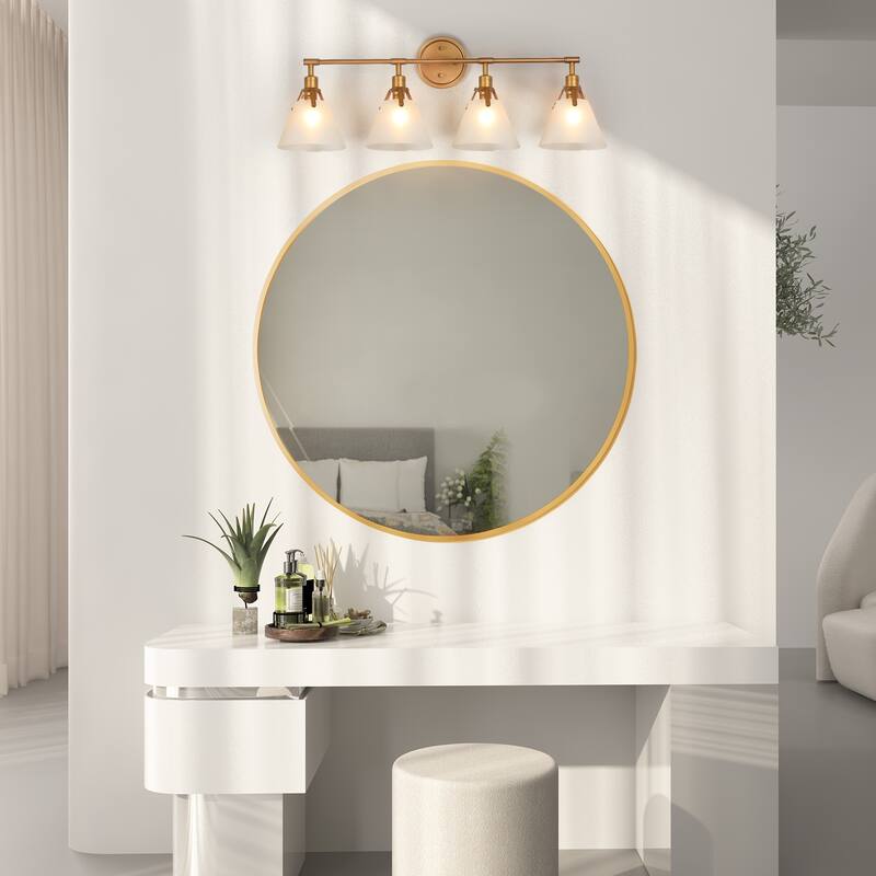 Coney Modern Gold 4-Light Glass Bathroom Vanity Light Wall Sconce - 31.5'' L x 6.7'' W x 10.6'' H