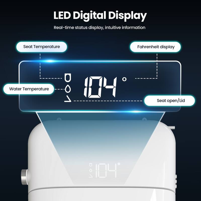 Madrid Smart Toilet Bidet Combo in White with LED Display, Off-Seat Auto Flush, Auto Open & Close Lid, Foot Sensor Operation