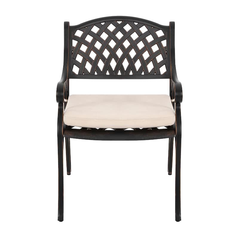 Outdoor 5-Piece Cast Aluminum Dining Set with Cushions