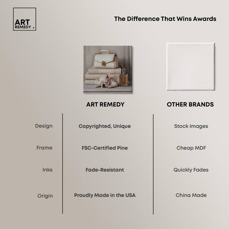 Ivory Books and Frenchie Canvas by Art Remedy, Gallery Wrapped