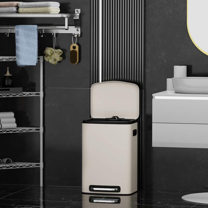 Stainless Steel 13-Gallon Kitchen Trash Can with Foot Pedal and Soft Close Lid