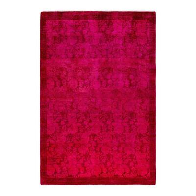 Contemporary Overdyed Wool Hand Knotted Area Rug - 4' 2" x 6' 1"