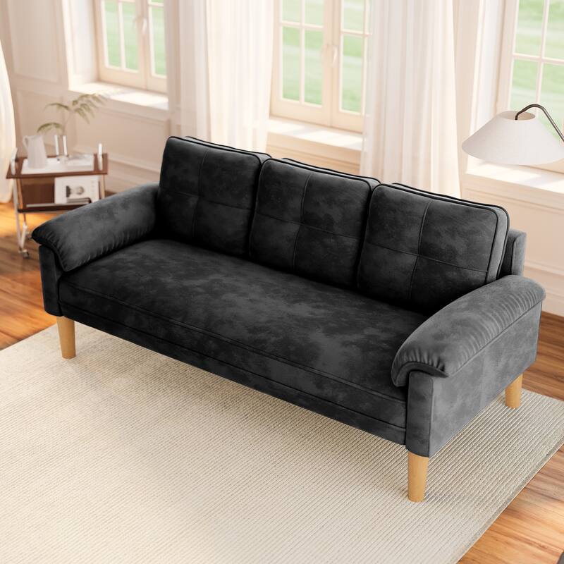 3-Seater Modern Upholstered Sofa, Convertible Sofa, Sofa Bed with Sturdy Wooden Legs for Living Room