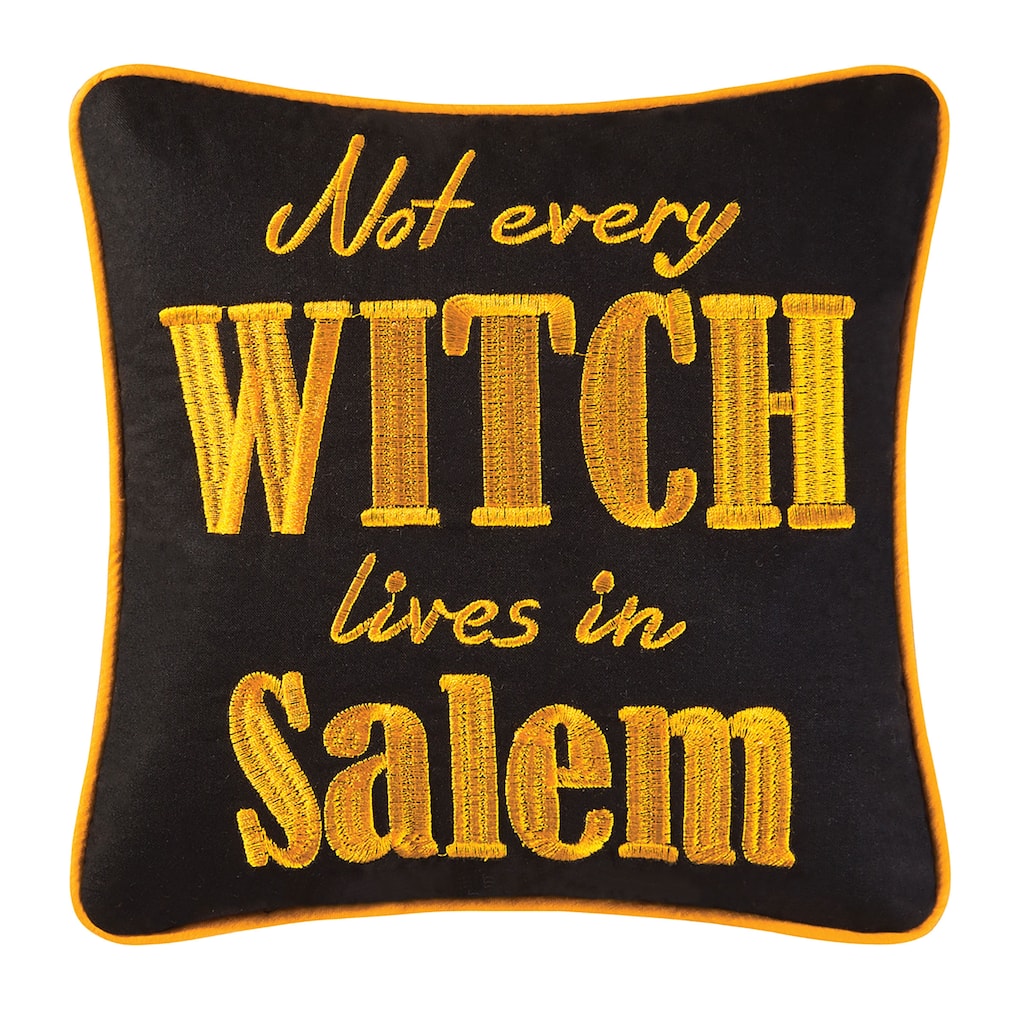 10" x 10" Not Every Witch Lives in Salem Halloween Embroidered Pillow