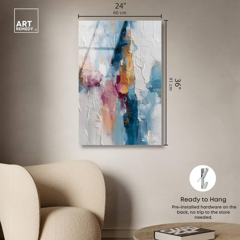 Petal Pink and Ocean Blue II Acrylic by Art Remedy, Ready to Hang