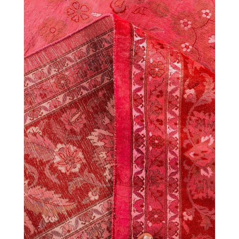 Overton Hand Knotted Wool Vintage Inspired Modern Contemporary Overdyed Pink Area Rug - 9' 2" x 12' 4"