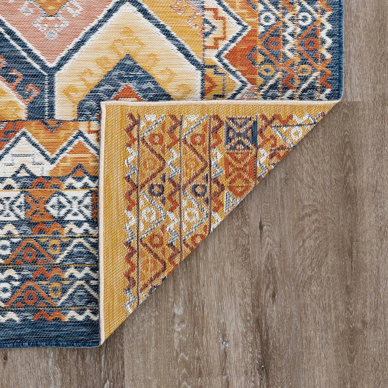Alfresco Nautical & Coastal Geometric Reversible Indoor/Outdoor Area Rug