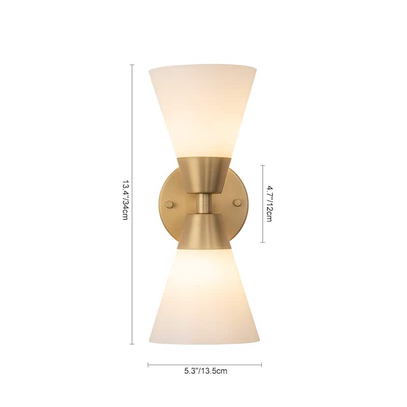 2-Light Hourglass Shaped Glass Wall Sconce