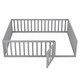 preview thumbnail 10 of 26, Queen Size Wood Floor Bed w/ Fence & Door Upholstered Bed Frame for Kids, Teens, Girls, Boys No Box Spring Needed, Easy Assembly