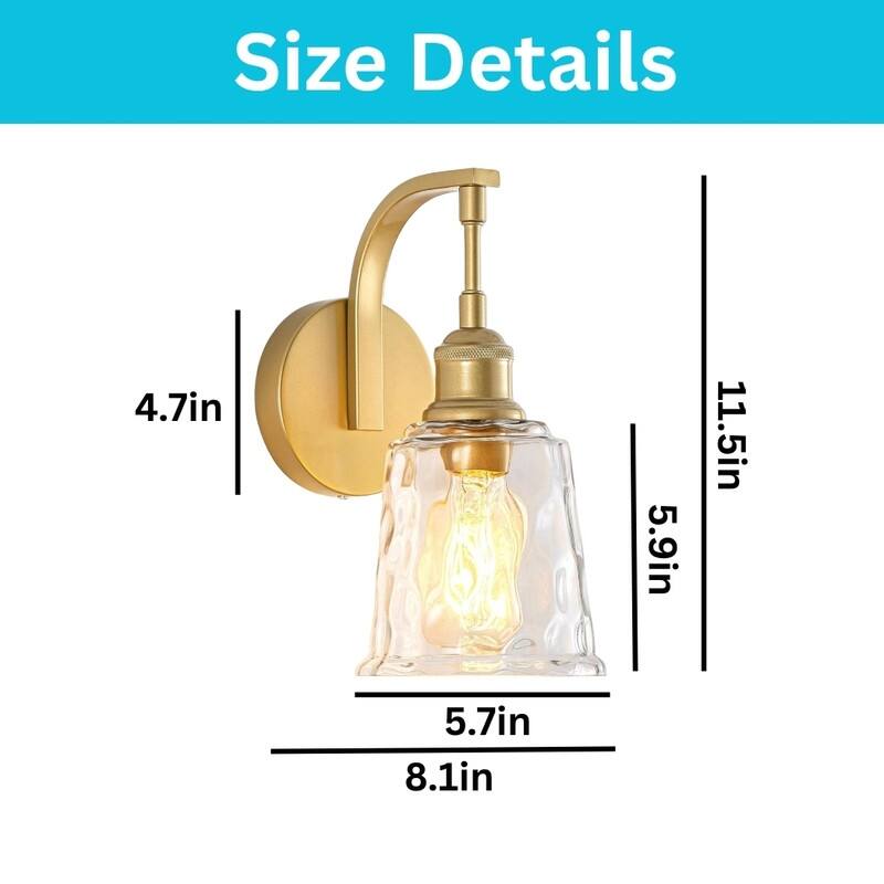 E26 bulbs light gold bathroom lighting metal wall lighting