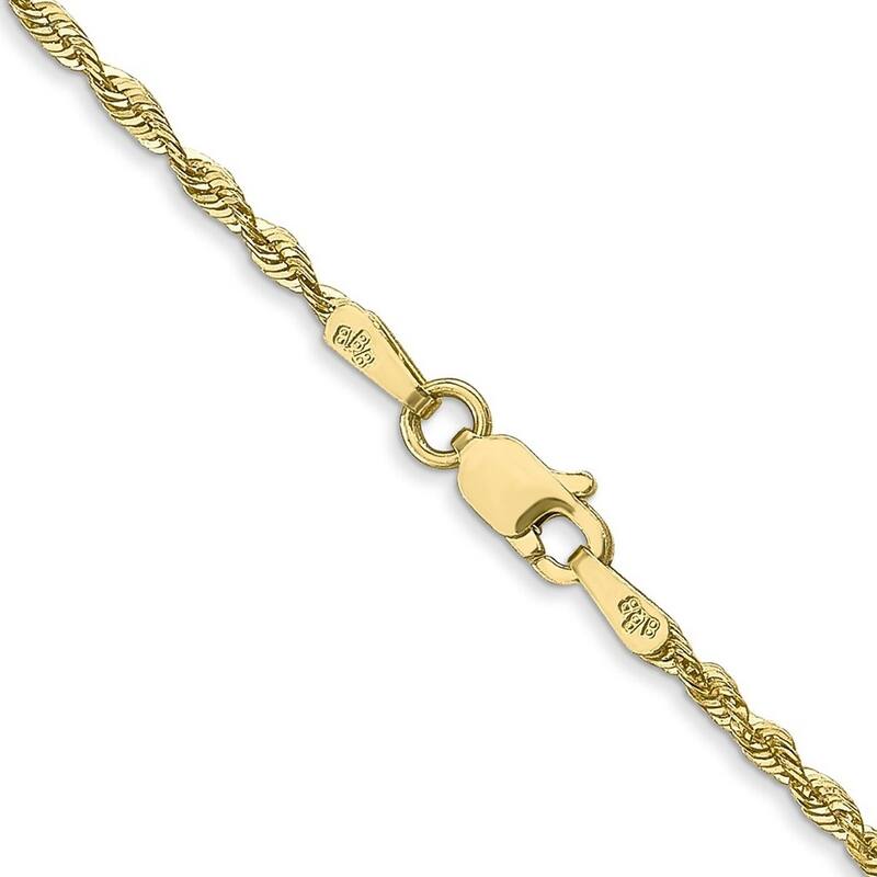 Curata 10k Yellow Gold 1.8mm D/C Extra Light Rope Chain Necklace (Lobster) Options: 16 18 20 24 30
