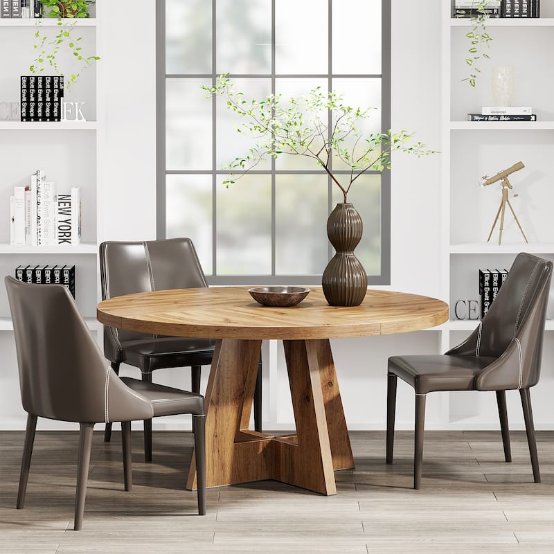 47-inch Wood Round Kitchen Dining Table for Dining Living Room