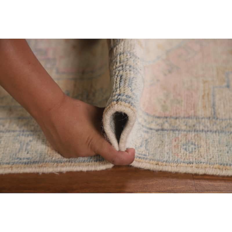 Vegetable Dye Oushak Oriental Runner Rug Handmade Wool Carpet - 3'0"x 9'7"