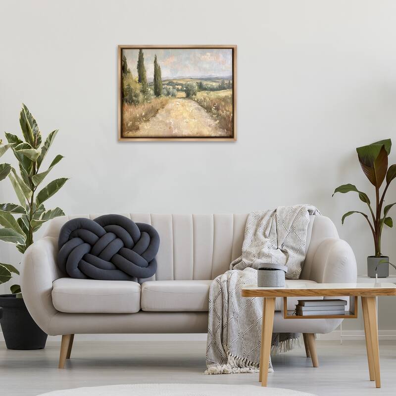 Stupell Rural Trail Landscape Framed Floater Canvas Wall Art Design By Petal Prints Design