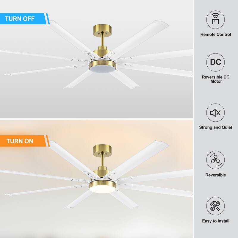 72 in. Integrated LED Indoor Black-Aluminum-Blade Ceiling Fans with Light and Remote