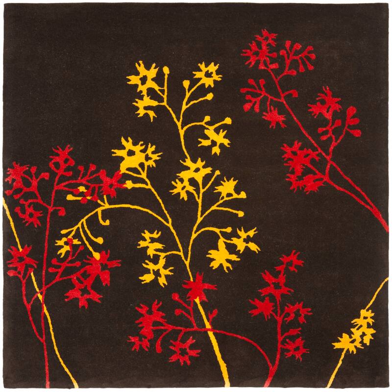 SAFAVIEH Handmade Soho Yessenia N.Z. Wool Rug - 8' Square - Brown/Red