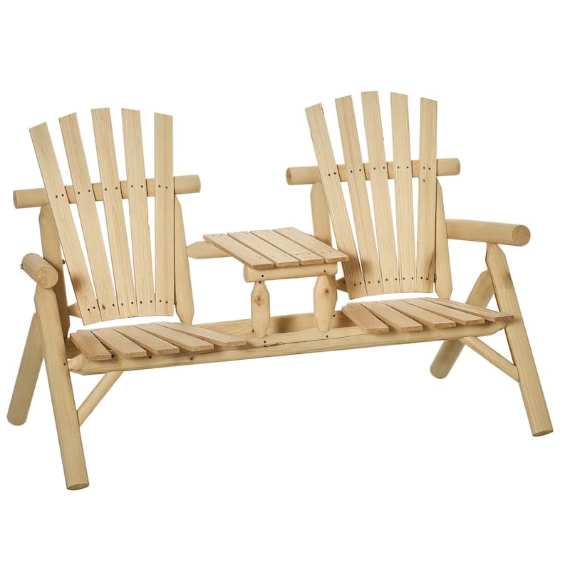 Outsunny Wood Adirondack Patio Bench Chair