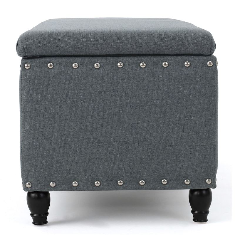 Tatiana Contemporary Fabric Storage Ottoman with Nailhead Trim by Christopher Knight Home