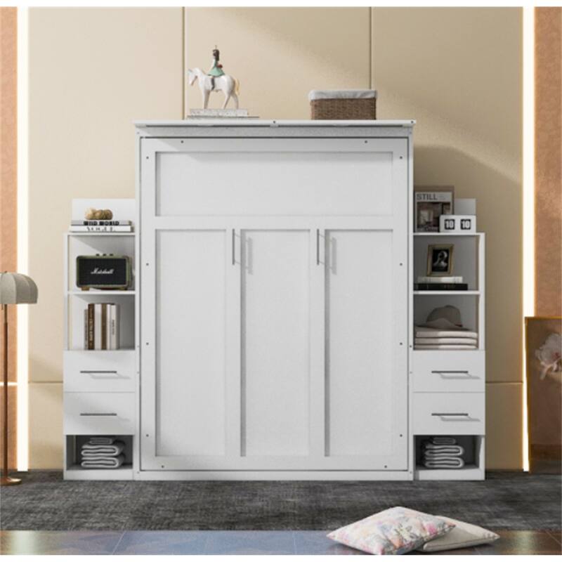 Queen Size Murphy Bed Wall Bed with Shelves