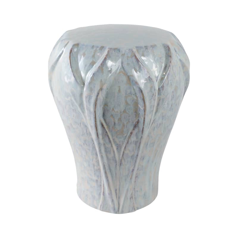 Ceramic Garden Stool Textured Glaze Modern Accent - 18" Ivory