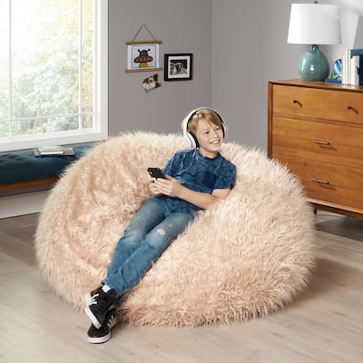 Lachlan Glam Faux Fur Bean Bag Chair by Christopher Knight Home