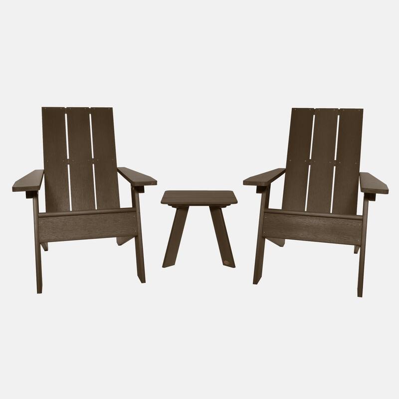 HIGHWOOD 3-piece Adirondack Chairs and Side Table Set - Weathered  Acorn