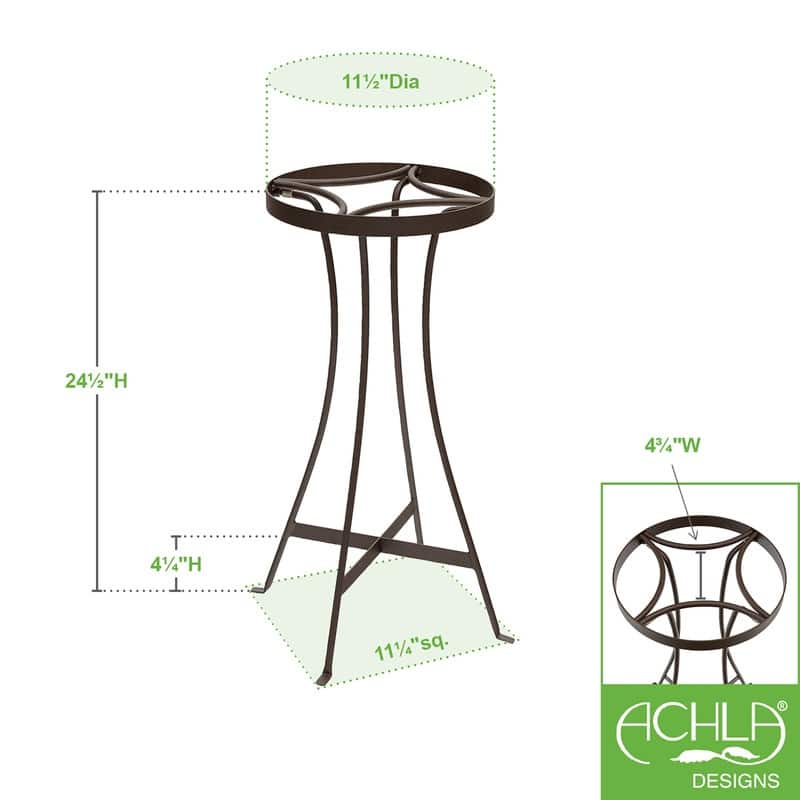 Achla Designs 24.5"H Roman Bronze Powedercoat Finish Wrought Iron Indoor Outdoor Tara Plant Stand - Tall, Patio Garden Accent
