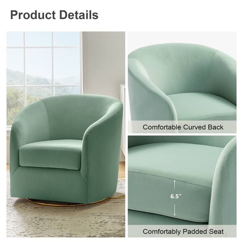 Eleuterio Modern Upholstered Swivel Accent Barrel Chair with Metal Base Set of 2 by HULALA HOME