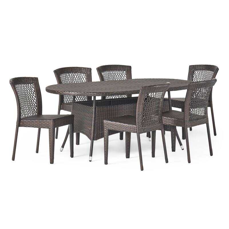 Barnes Outdoor 7-piece Wicker Dining Set by Christopher Knight Home