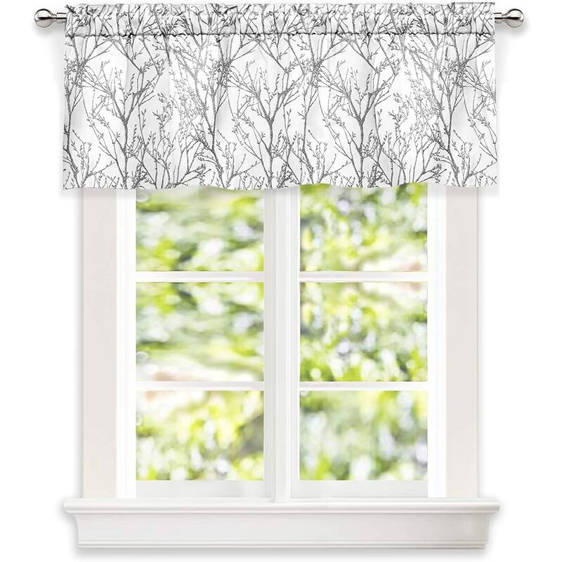 DriftAway Tree Branch Abstract Ink Printing Lined Valance 2 Pack